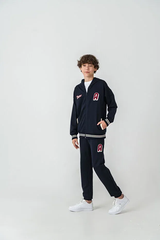 Детский спортивный комплект для мальчиков с принтом Mışıl Kids, Navy Blue — фото 2