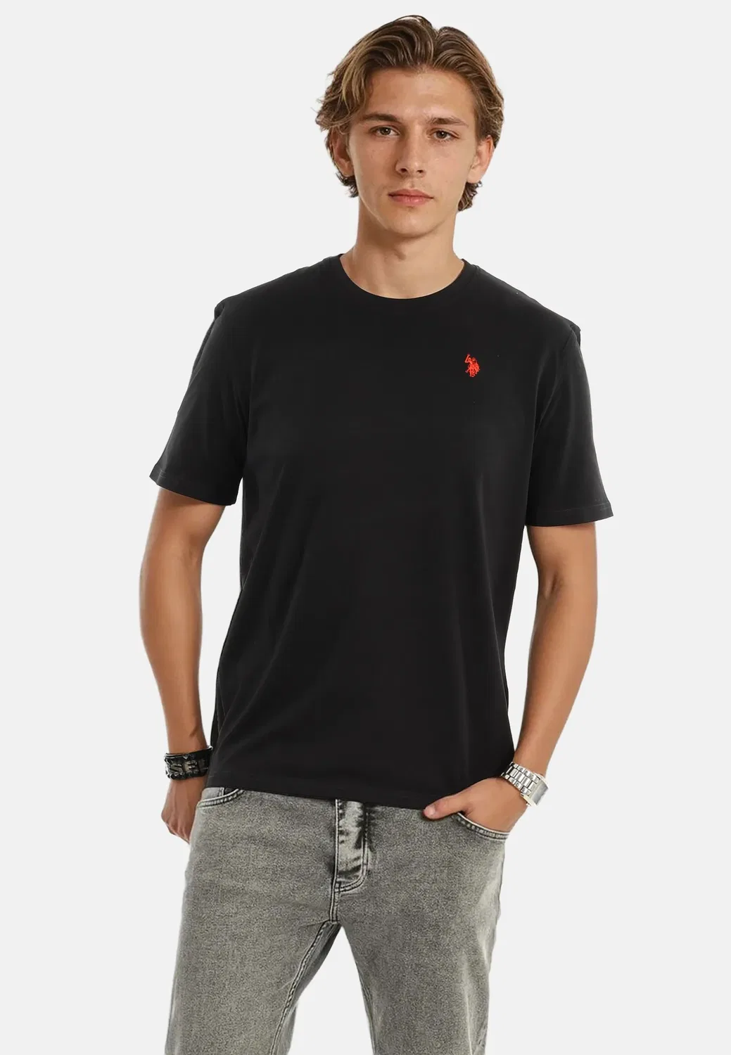 Мужская футболка из хлопка U.S. Polo Assn., Black/Red — фото 2