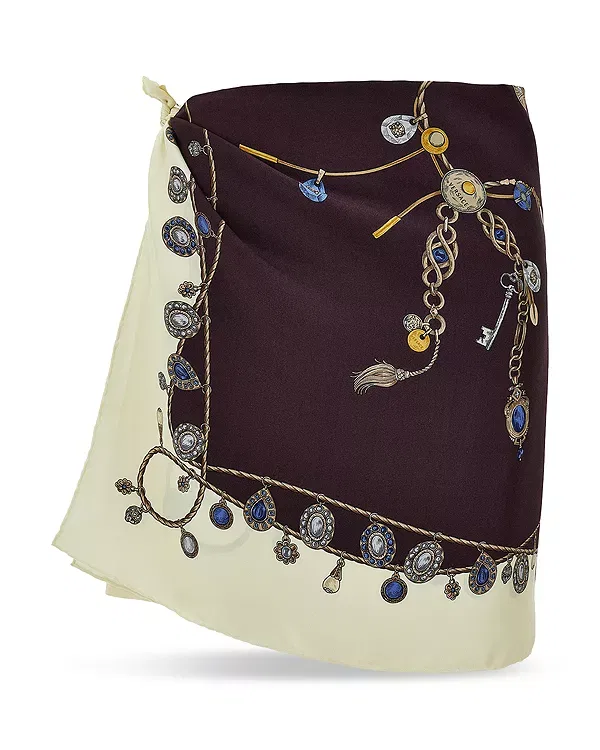 Женская шелковая юбка Stolen jewels Versace, Burgundy/White/Gold