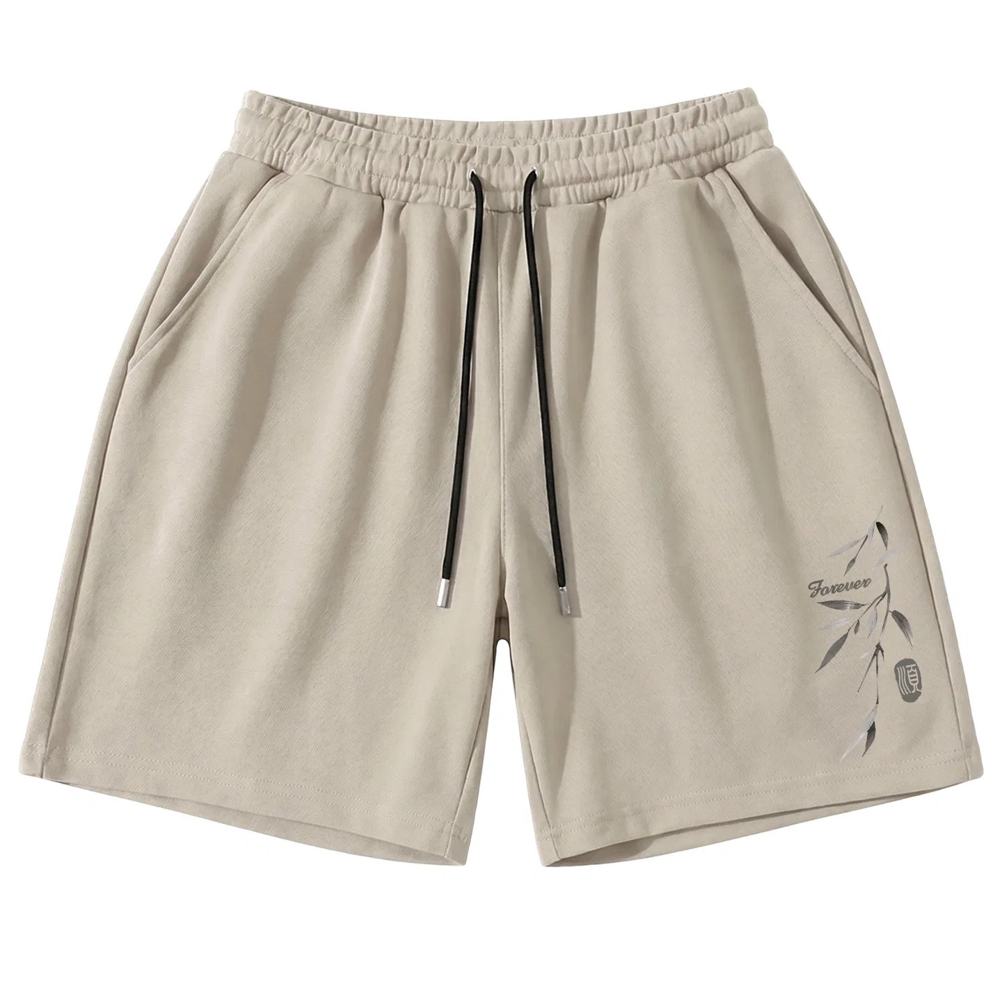 Детские шорты повседневные с принтом Ma Shun Character Ink Bamboo MINISO, Khaki