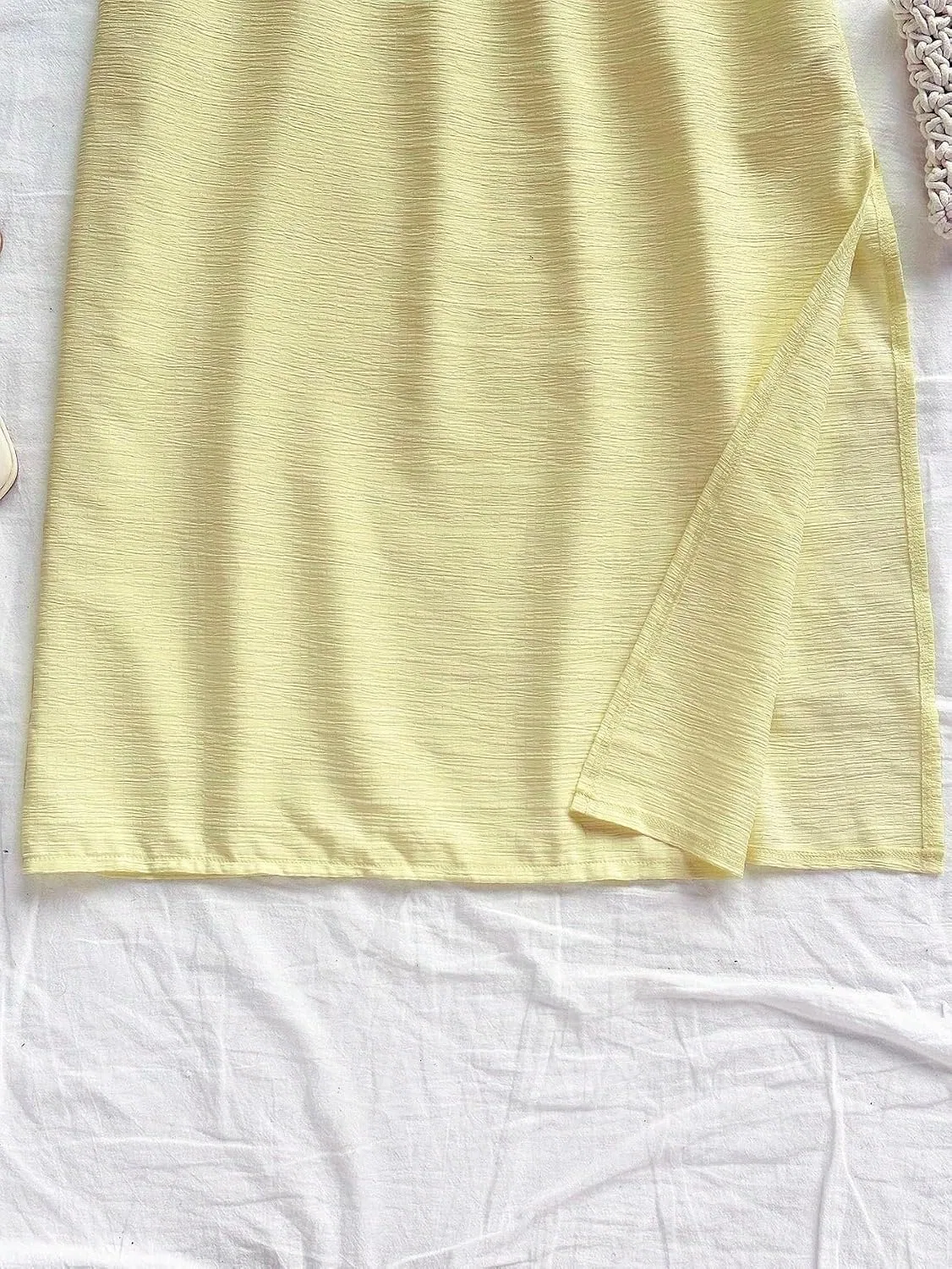 Женское миди платье без рукавов с открытой спиной, Yellow — фото 3