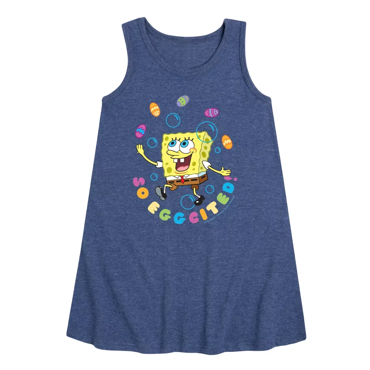 Детское платье-трапеция без рукавов SpongeBob Squarepants So Eggcited SpongeBob SquarePants, Heather Navy