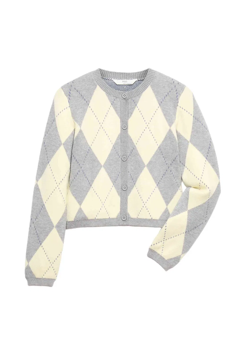 Кардиган с ромбовидным узором - кардиган Marks & Spencer, Yellow Mix