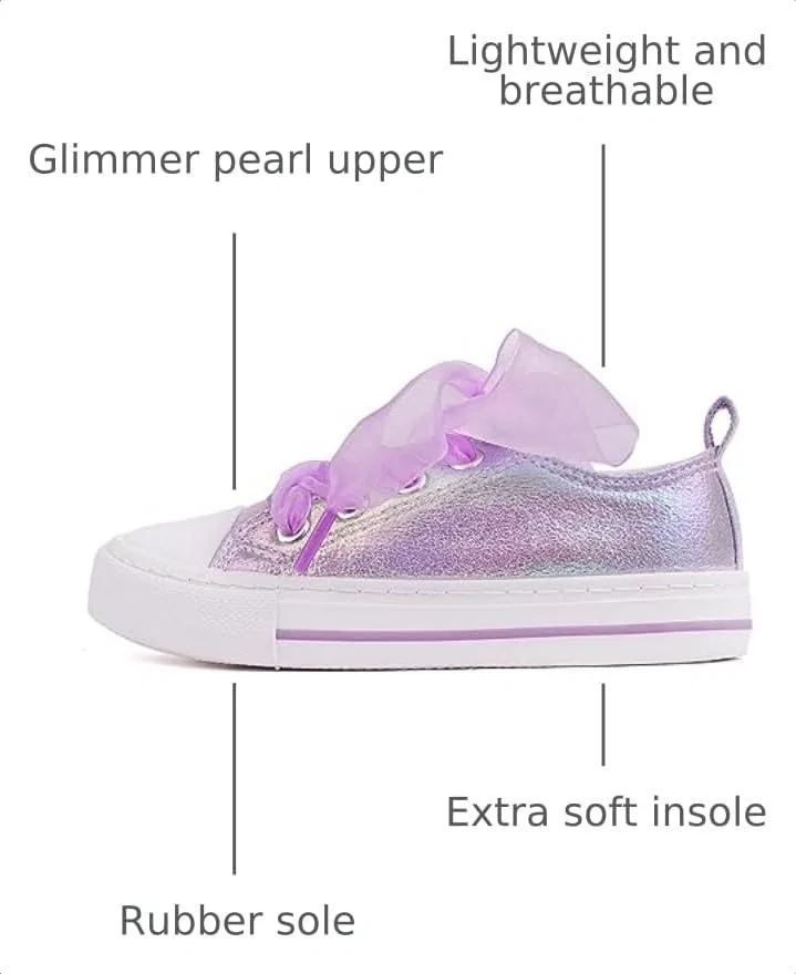Детские кроссовки для девочек с блестками HugRain, Low Top Purple — фото 3