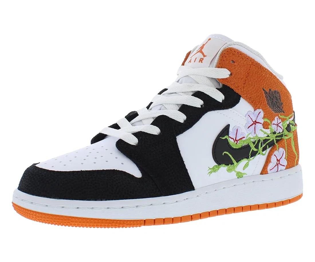 Детские кроссовки для мальчиков Air Jordan 1 Mid Se (Gs) NIKE, White Black Starfish White