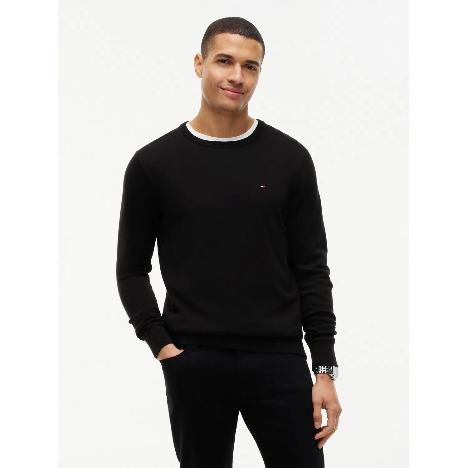 Мужской джемпер с круглым вырезом Essential Cotton Tommy Hilfiger, Black