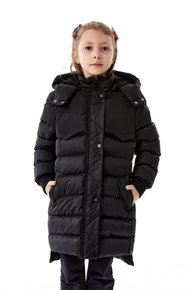 Детский зимнее пуховик с капюшоном Benitto Kids, Black