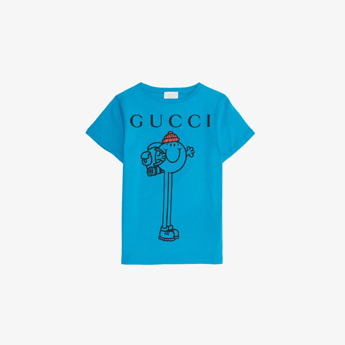 Хлопковая футболка с графическим принтом "Мистер Талл" для детей 4-12 лет Gucci, небесно-голубой