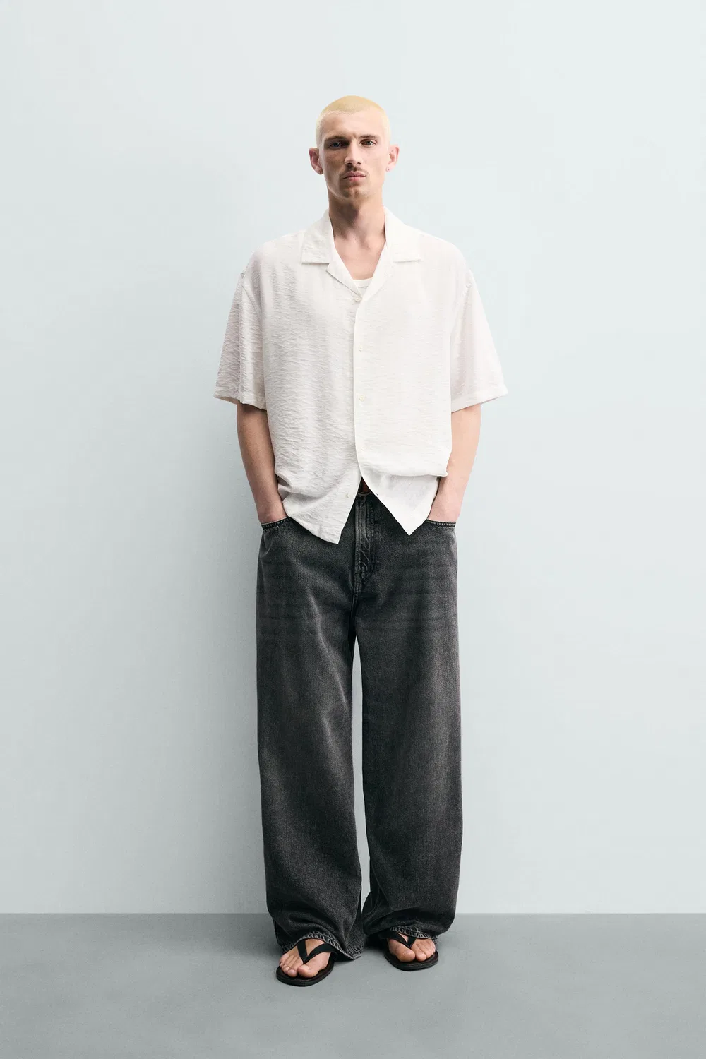 Рубашка свободного кроя стандартного размера ZARA, White