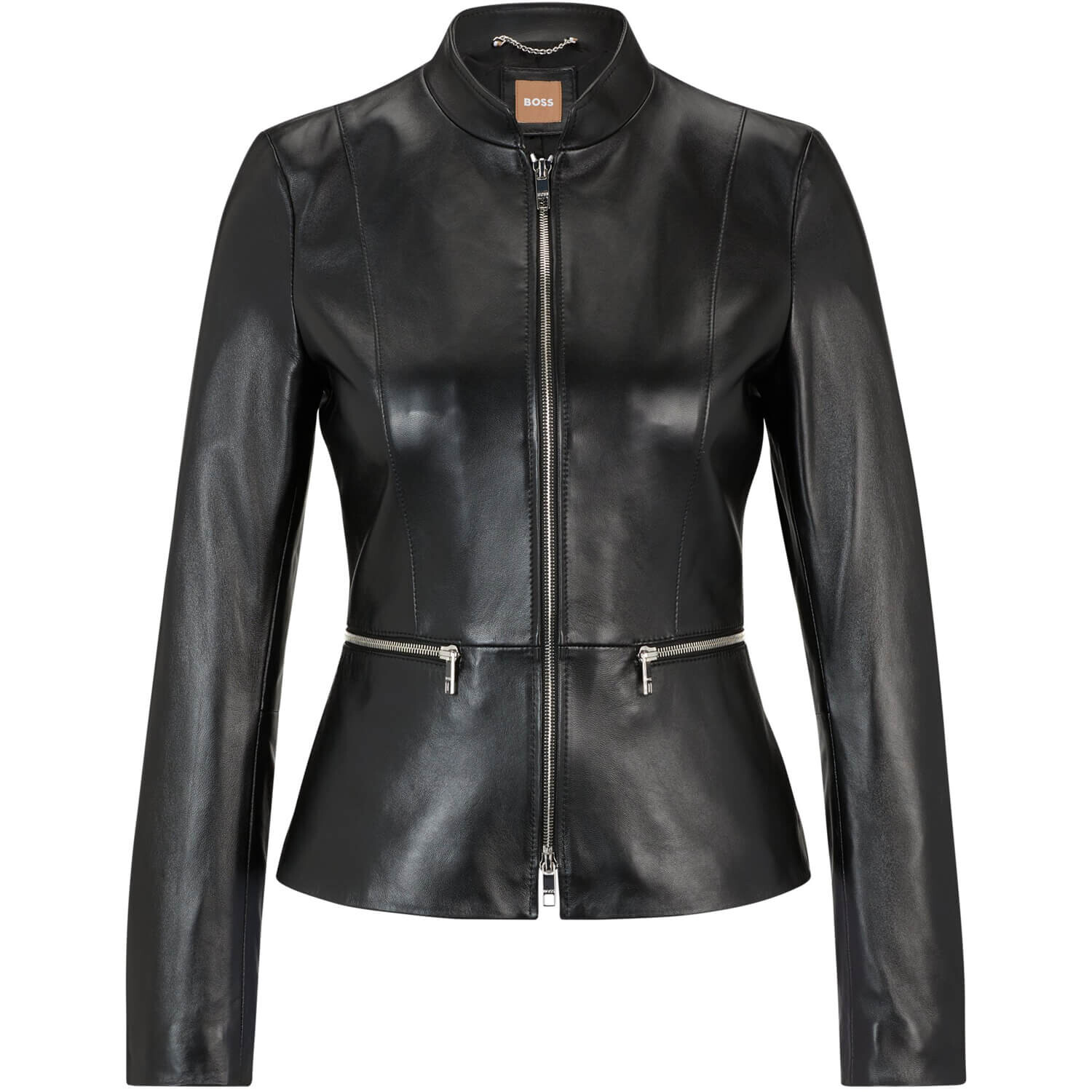 Куртка Boss Collarless In Lamb Leather, черный