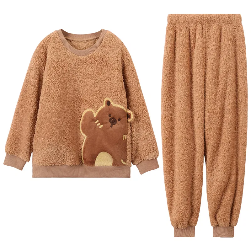 Детский комплект домашней одежды в стиле минимализм Red bean, Oat Khaki