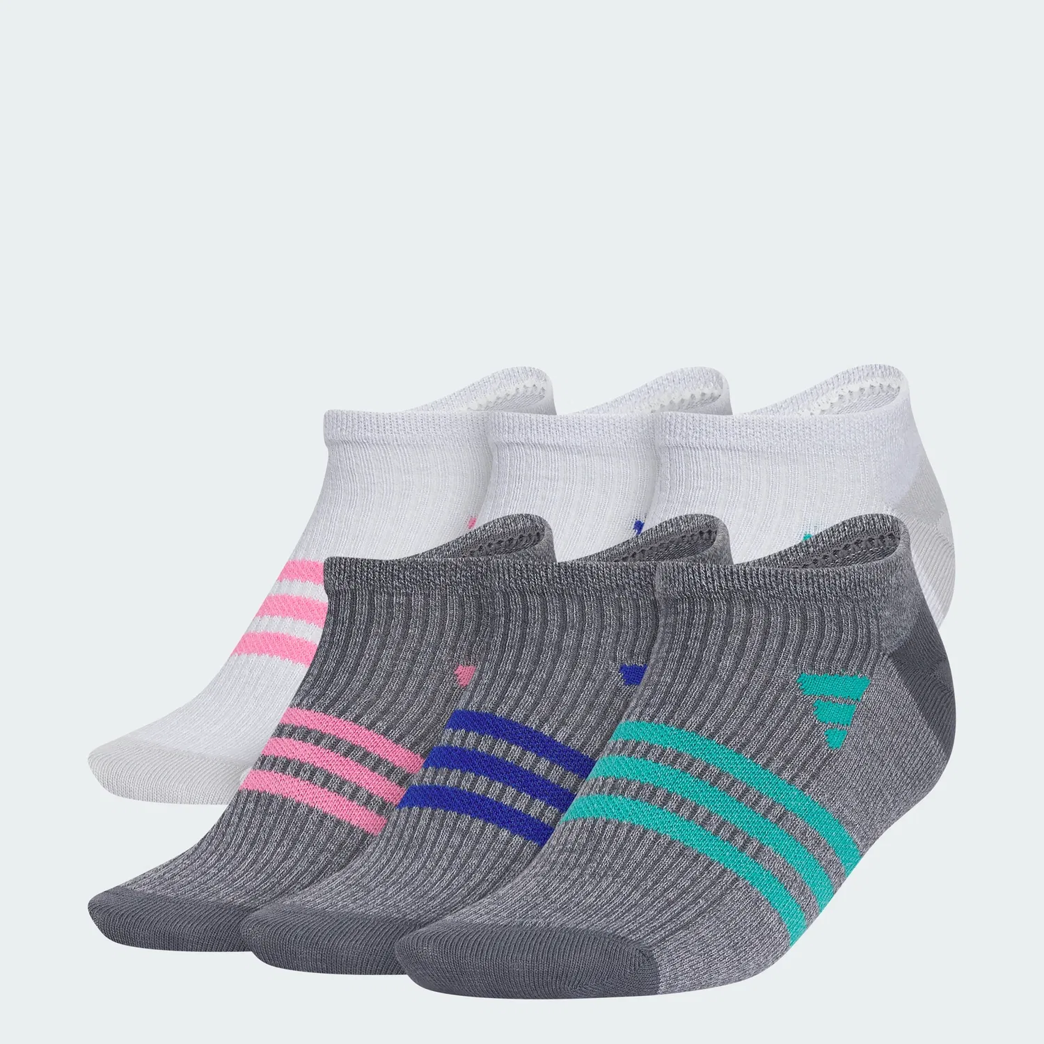 Детские носки-следы 6 пар adidas Superlite 3.0, White / Clear Grey / Pink Fusion
