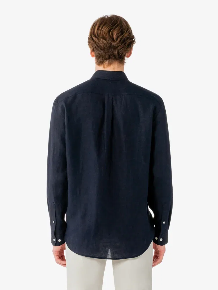 Рубашка с длинным рукавом, льняная LACOSTE, Navy — фото 3