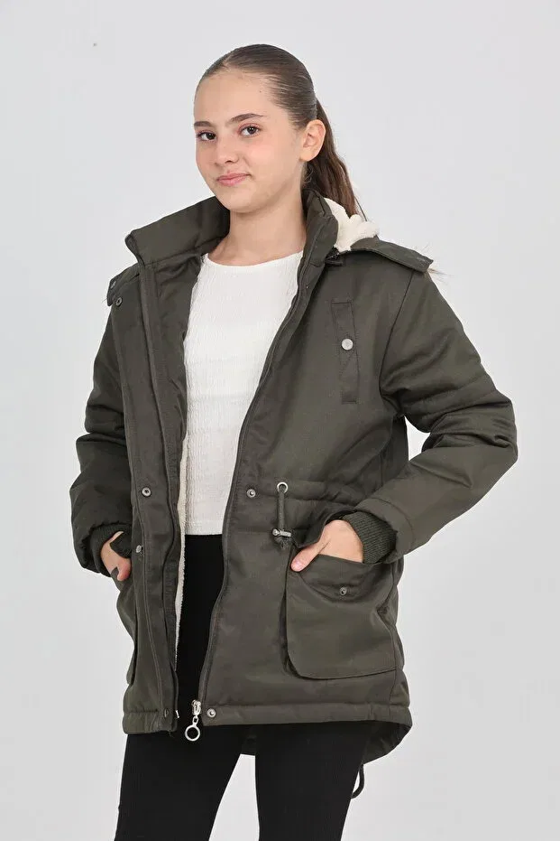 Детское пальто для девочек зимнее утепленное Parka Model Coat Your Consent, Khaki