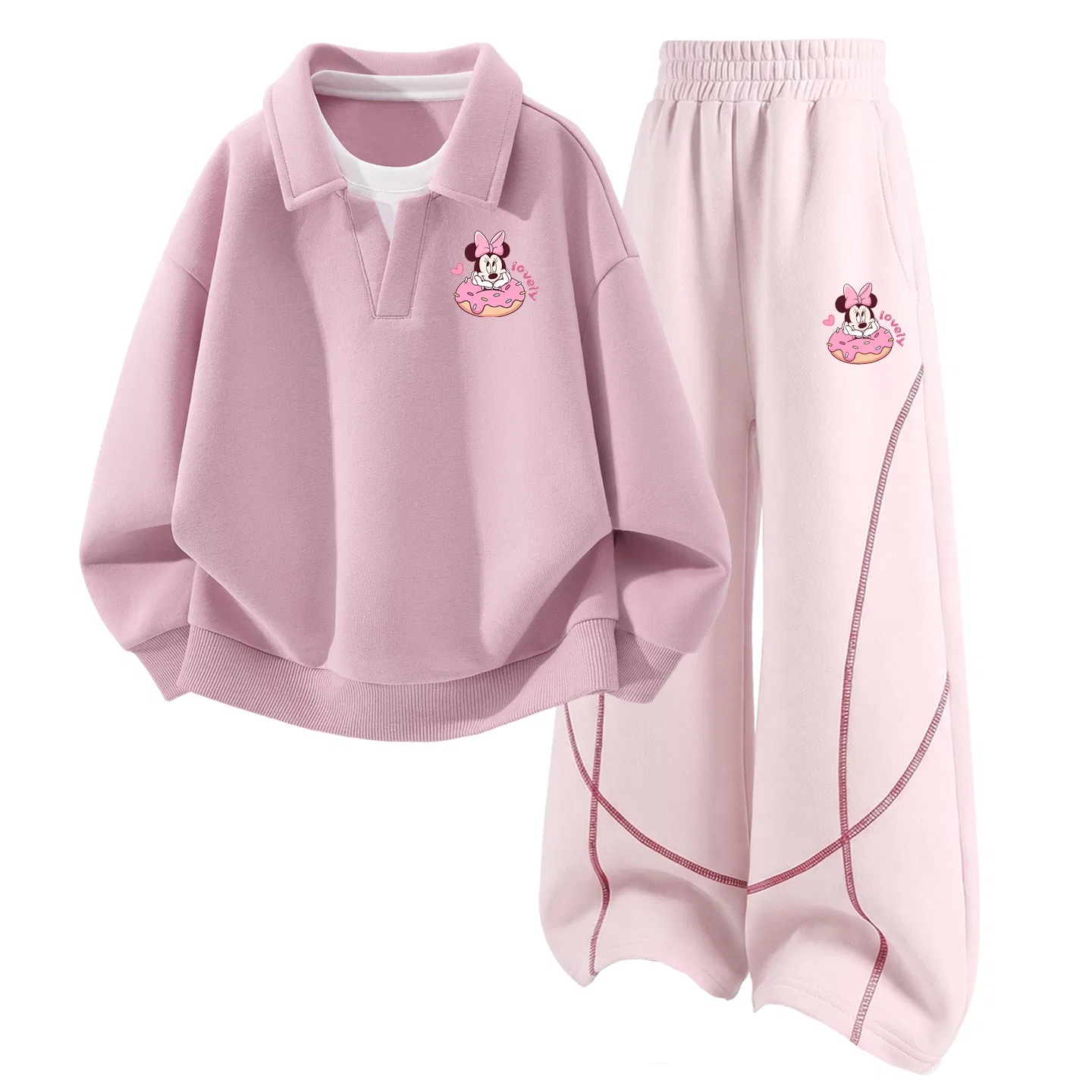 Детский спортивный комплект с поло-воротником Disney Dian Donut Nini K Joy Lan Pink + Dian Donut Nini K Cherry Blossom Pink, Dian Donut Nini K Joy Lan Pink+Dian Donut Nini K Cherry Blossom Pink