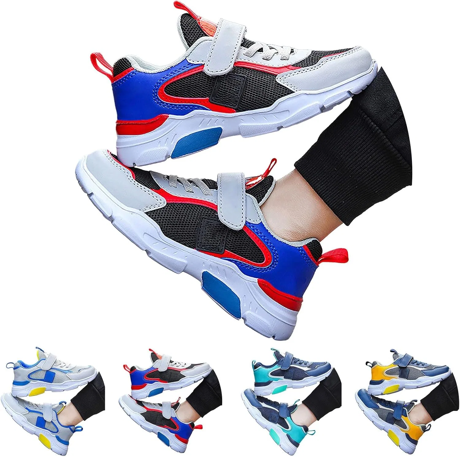 Детские кроссовки для мальчиков с шнуровкой из сетки, Red — фото 4