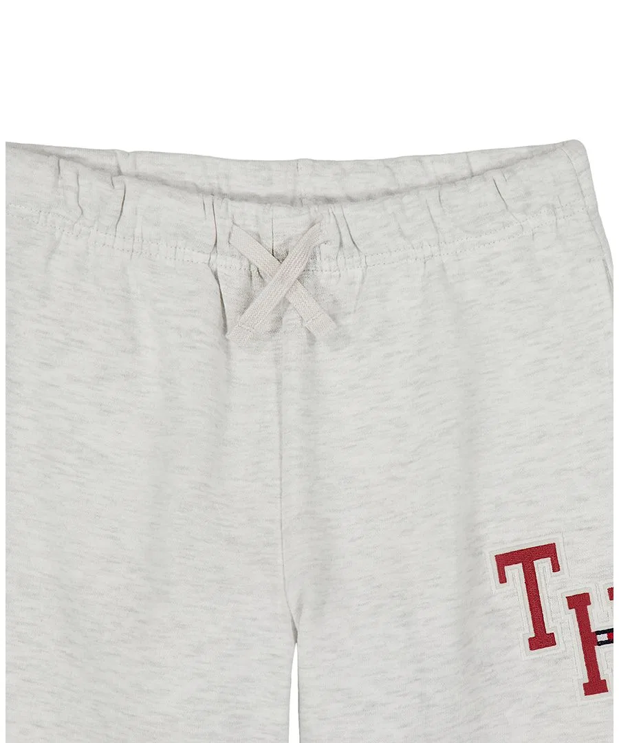 Штаны из футера с широкими штанинами, модель Monogram Embroidery Tommy Hilfiger, Oat Heather — фото 4