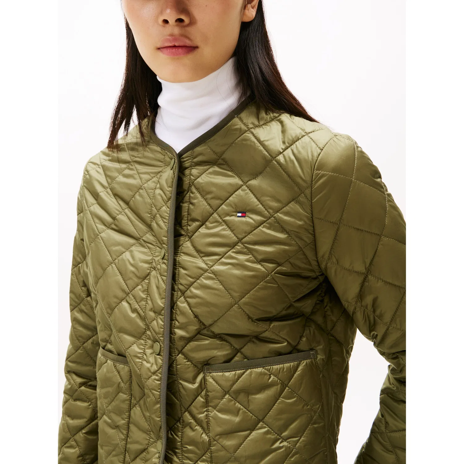 Женская стеганая куртка регулярной посадки Tommy Hilfiger, Olive — фото 2