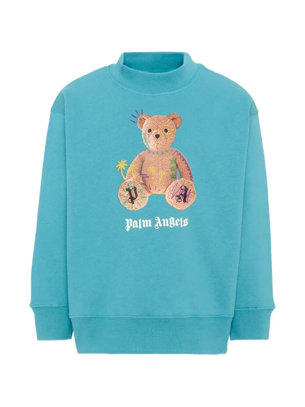 Свитер с длинными рукавами с нашивкой в виде медведя Palm Angels Kids, синий