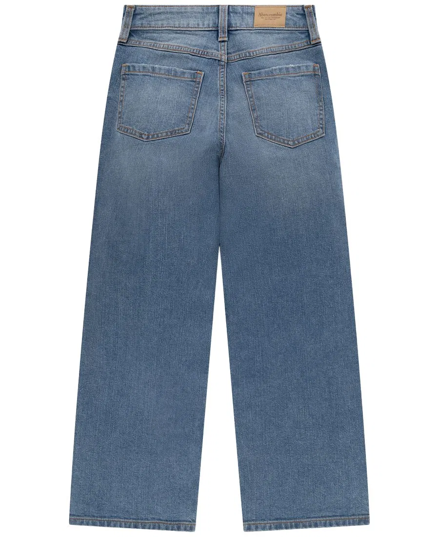 Джинсы с высокой посадкой, с потертостями abercrombie kids, Medium Blue — фото 2