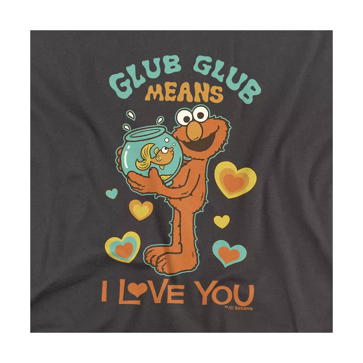 Детское боди с коротким рукавом Sesame Street Glub Glub I Love You, Charcoal — фото 2