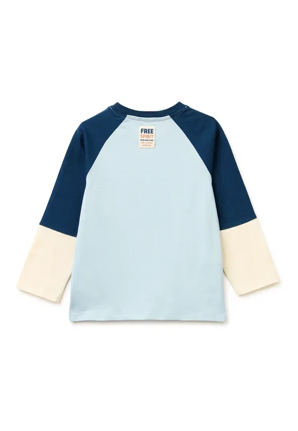 Топ с длинными рукавами, выполненный в стиле колор-блок с принтом United Colors Of Benetton, синий — фото 2