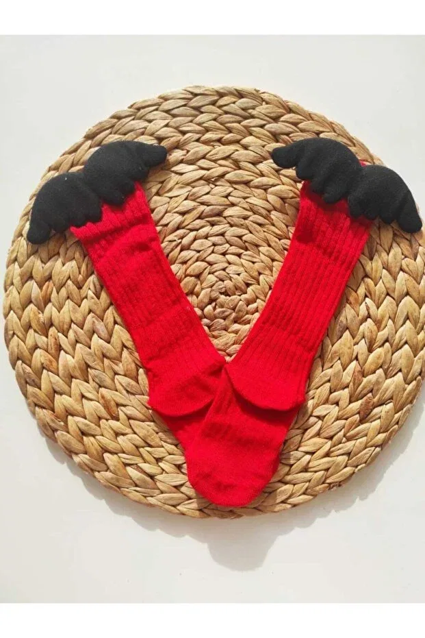 Детские носки с крыльями ангела Lalalandiz, Black - Red