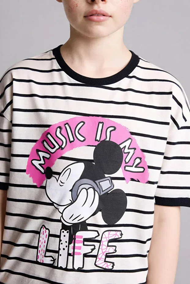 Детская футболка для девочек хлопковая Disney Mickey & Minnie Defacto, Ecru-Er105 — фото 4