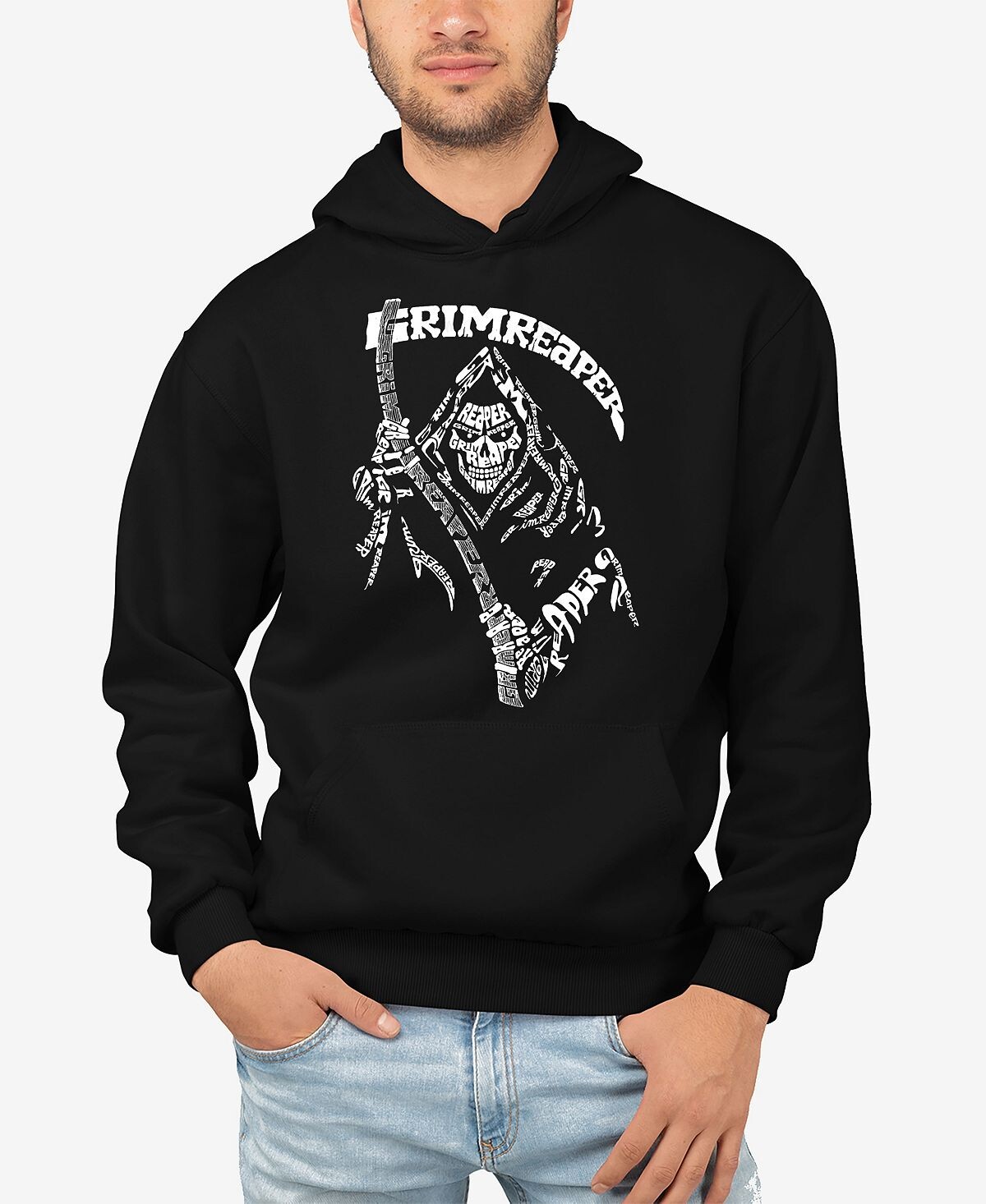 

Мужская толстовка с капюшоном grim reaper word art LA Pop Art, черный