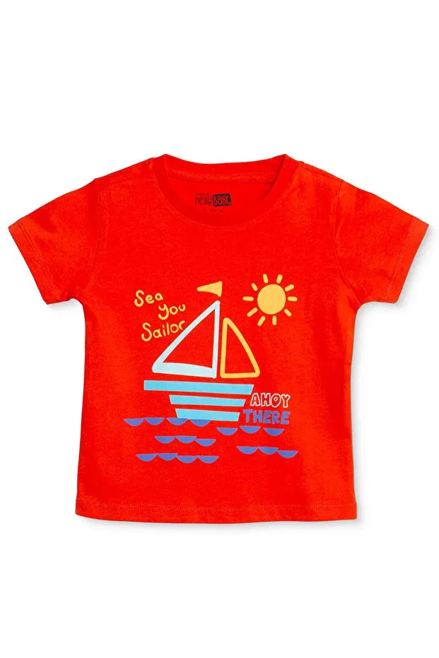 Детская футболка для мальчиков с принтом Hellobaby Ebebek Hello Baby, Red