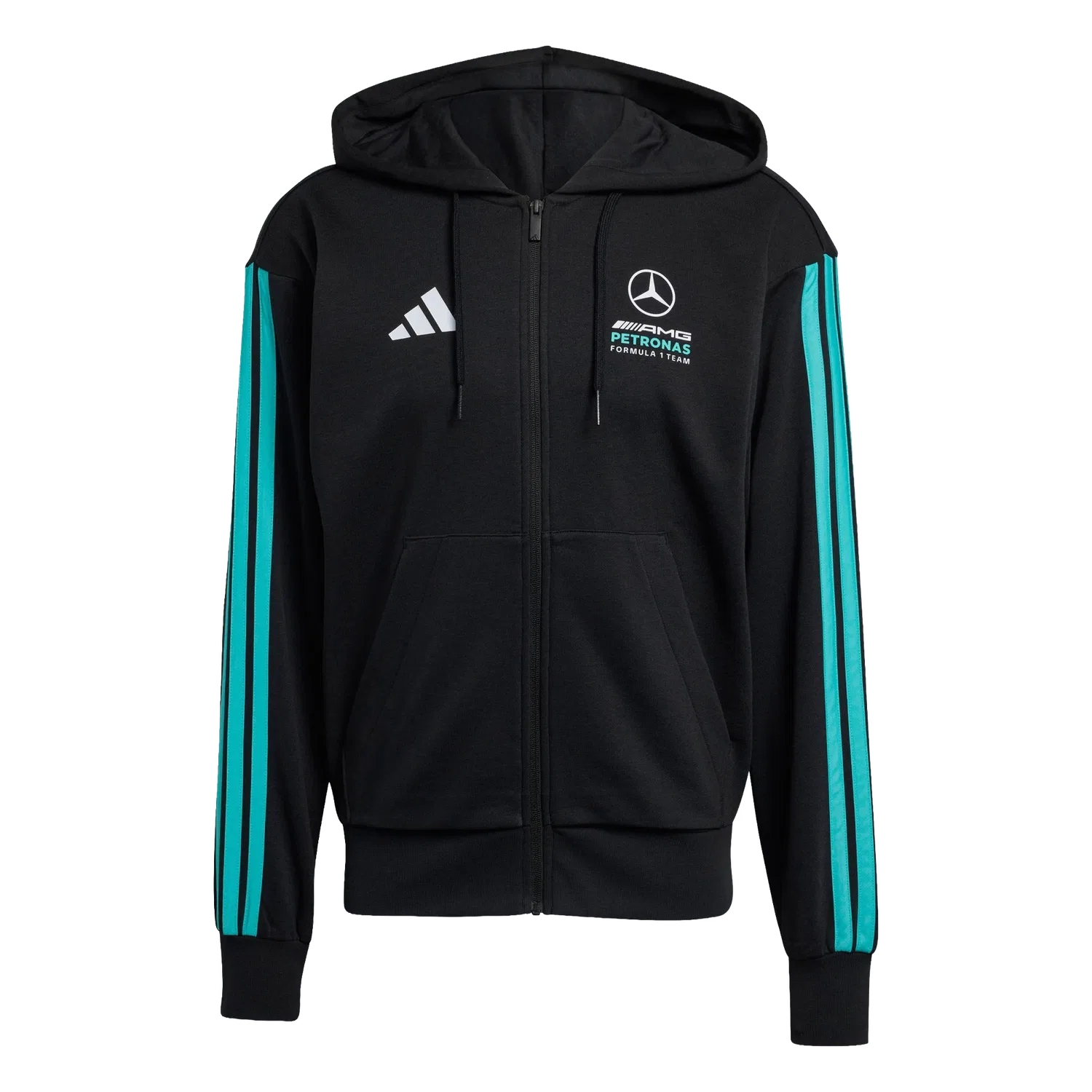 Мужская тренировочная куртка с капюшоном Mercedes-AMG Petronas Formula 1 Team Adidas, черный