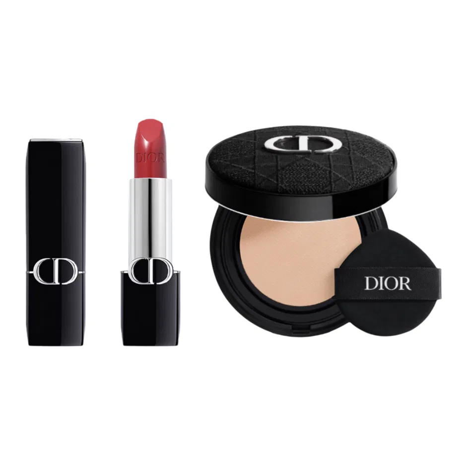 Женский набор косметики для макияжа с вышивкой плетеный узор Bold Blue Gold, DIOR, Blue/Gold