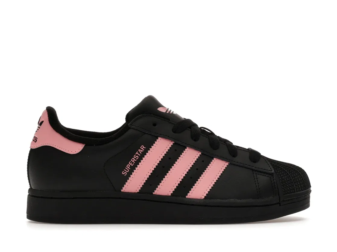 Детские кроссовки с перфорированным носком Adidas Superstar II, Core Black/Glow Pink/Core Black