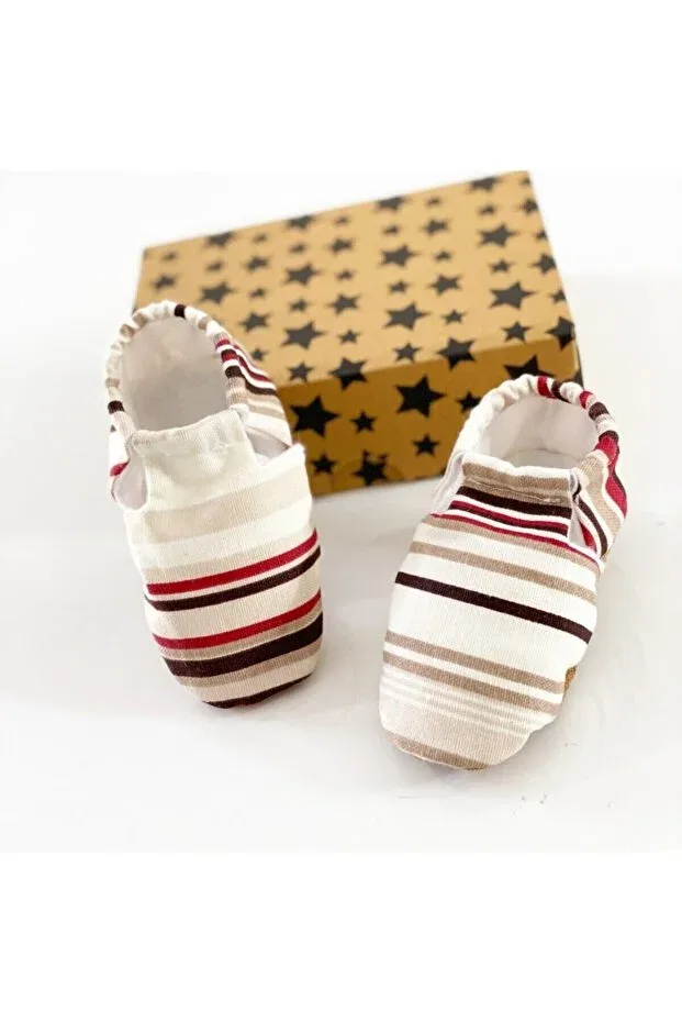 Детские пинетки из кожи с полосками Babycitytr, White