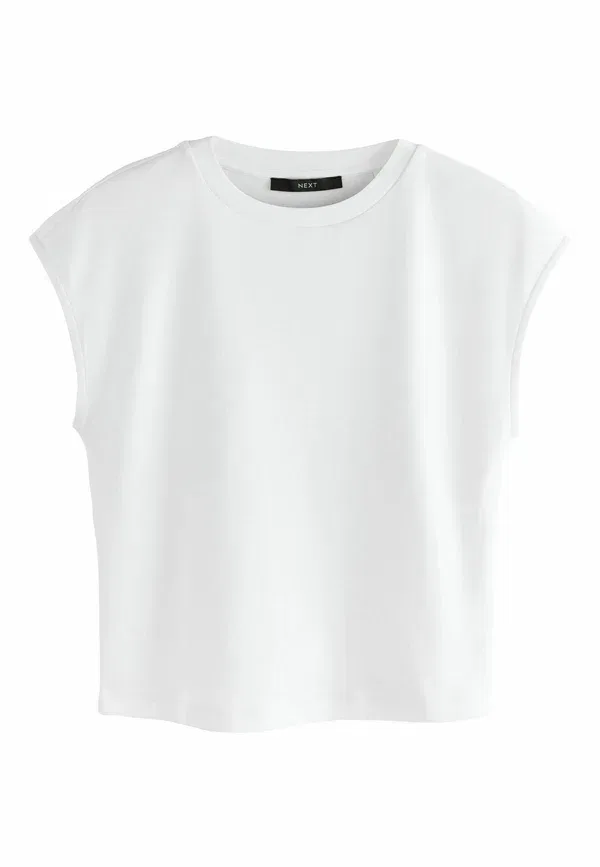 Футболка с коротким рукавом, 100% хлопок, Capped sleeve crew neck, Next, white, белый — фото 3