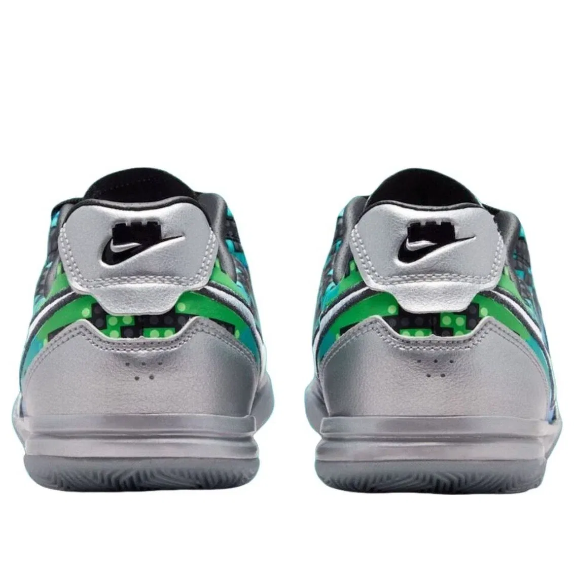 Детские кроссовки для футбола с шнуровкой Nike Streetgato Metallic Silver Green Strike, мультиколор — фото 4