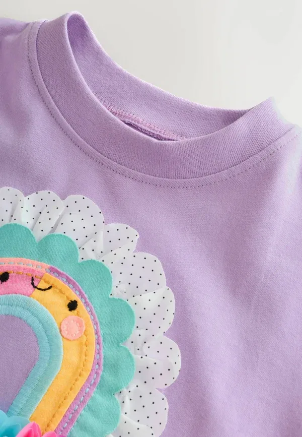 Комплект из топа и леггинсов с принтом Regular fit - short sleeve top and leggings set Next, lilac purple rainbow, фиолетовый — фото 3