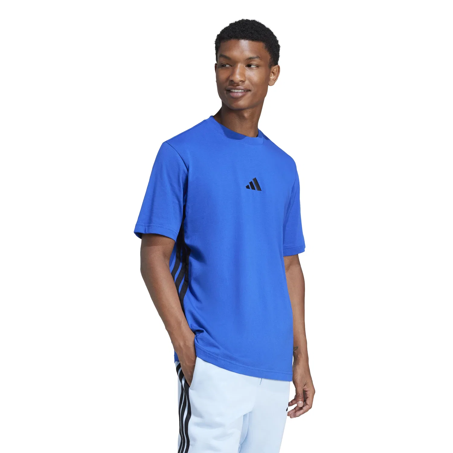 Мужская футболка с принтом Essentials 3-Stripes adidas, Team Royal Blue/Black — фото 4