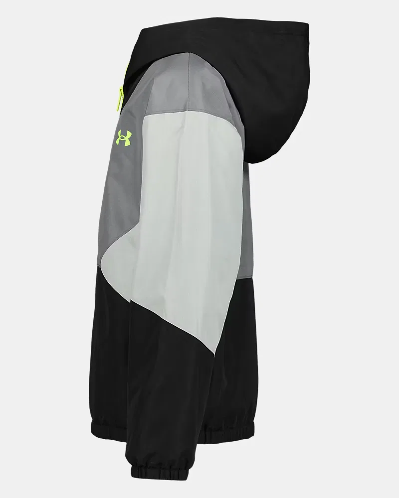Ветровка для мальчиков ветрозащитная с микрофлисовой подкладкой Manataug UnderArmour, Black/Green Citrine — фото 4