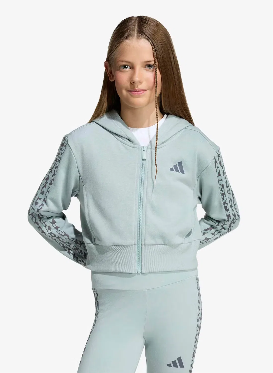 Худи на молнии с капюшоном детское Adidas, розовый — фото 3