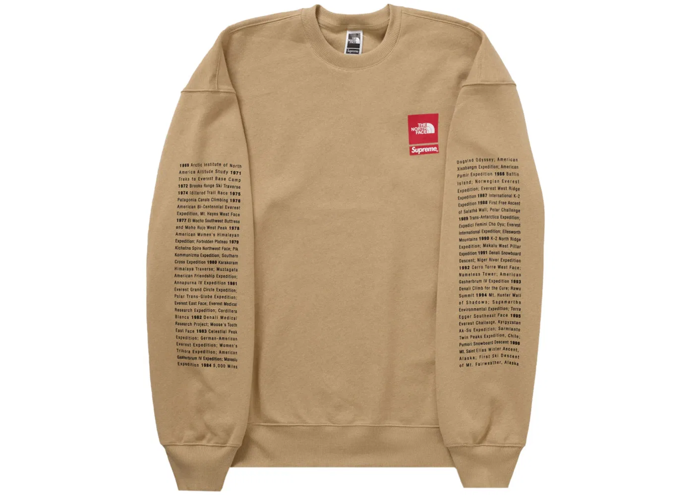 Мужской свитшот с принтом Supreme The North Face Crewneck Tan, Khaki — фото 2