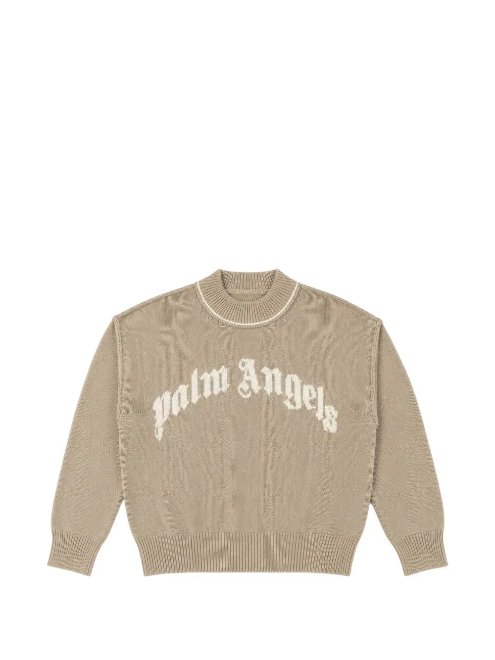 Свитер с логотипом интарсией Palm Angels Kids, коричневый