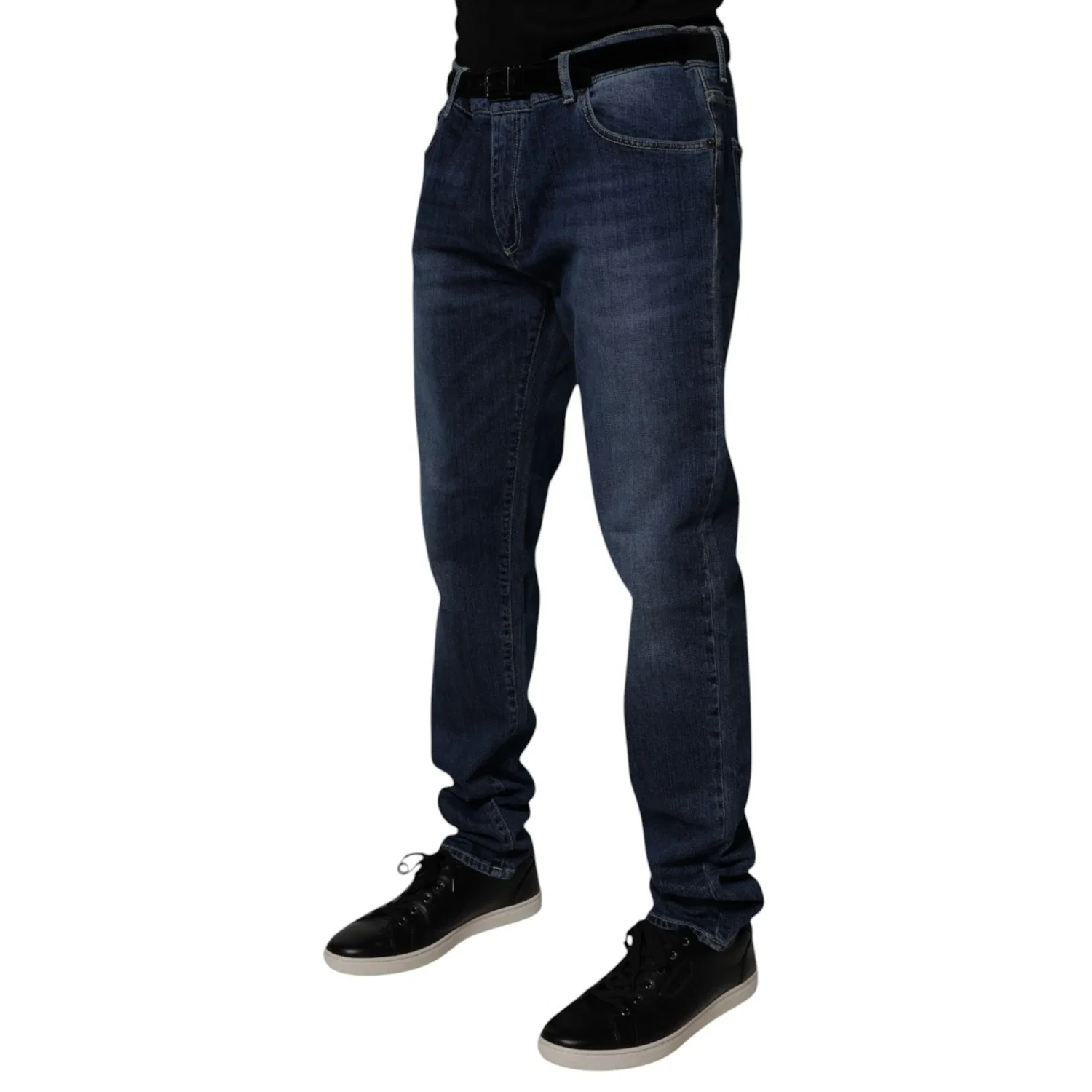 Мужские джинсы скинни с логотипом Blue Washed Cotton Stretch Skinny Denim Dolce & Gabbana, Blue — фото 3
