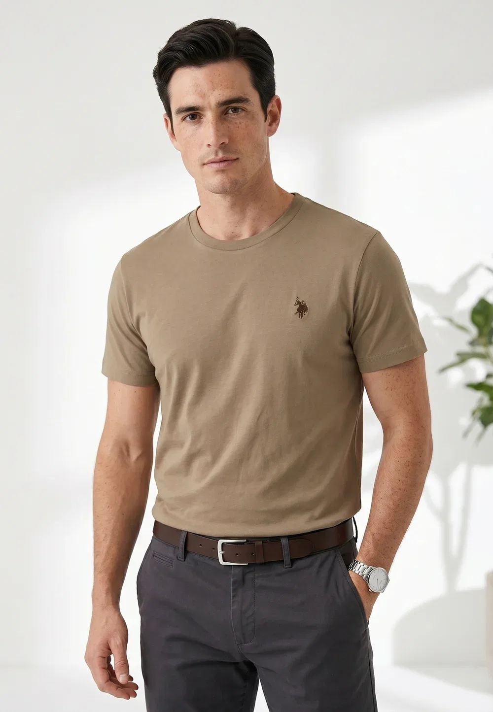 Футболка - базовая футболка U.S. Polo Assn., Cream — фото 2