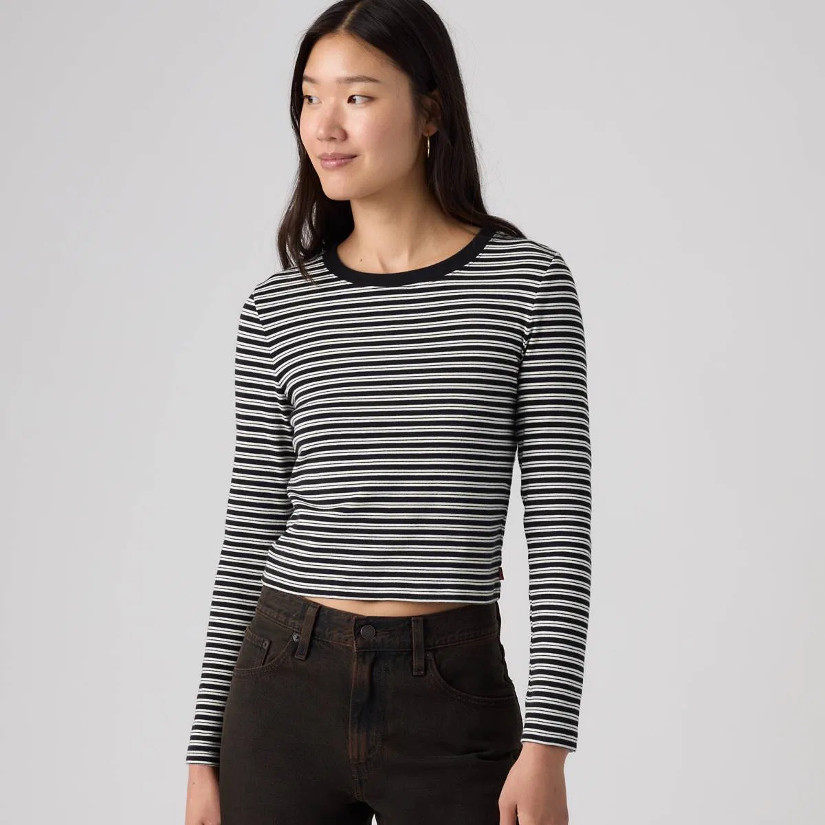 Базовая детская футболка с длинными рукавами Levi's, Bliss Stripe Anthracite Night - Black