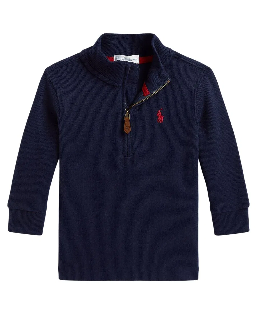 Свитер с воротником-стойкой и четверть-застежкой Estate-Rib Polo Ralph Lauren, Navy