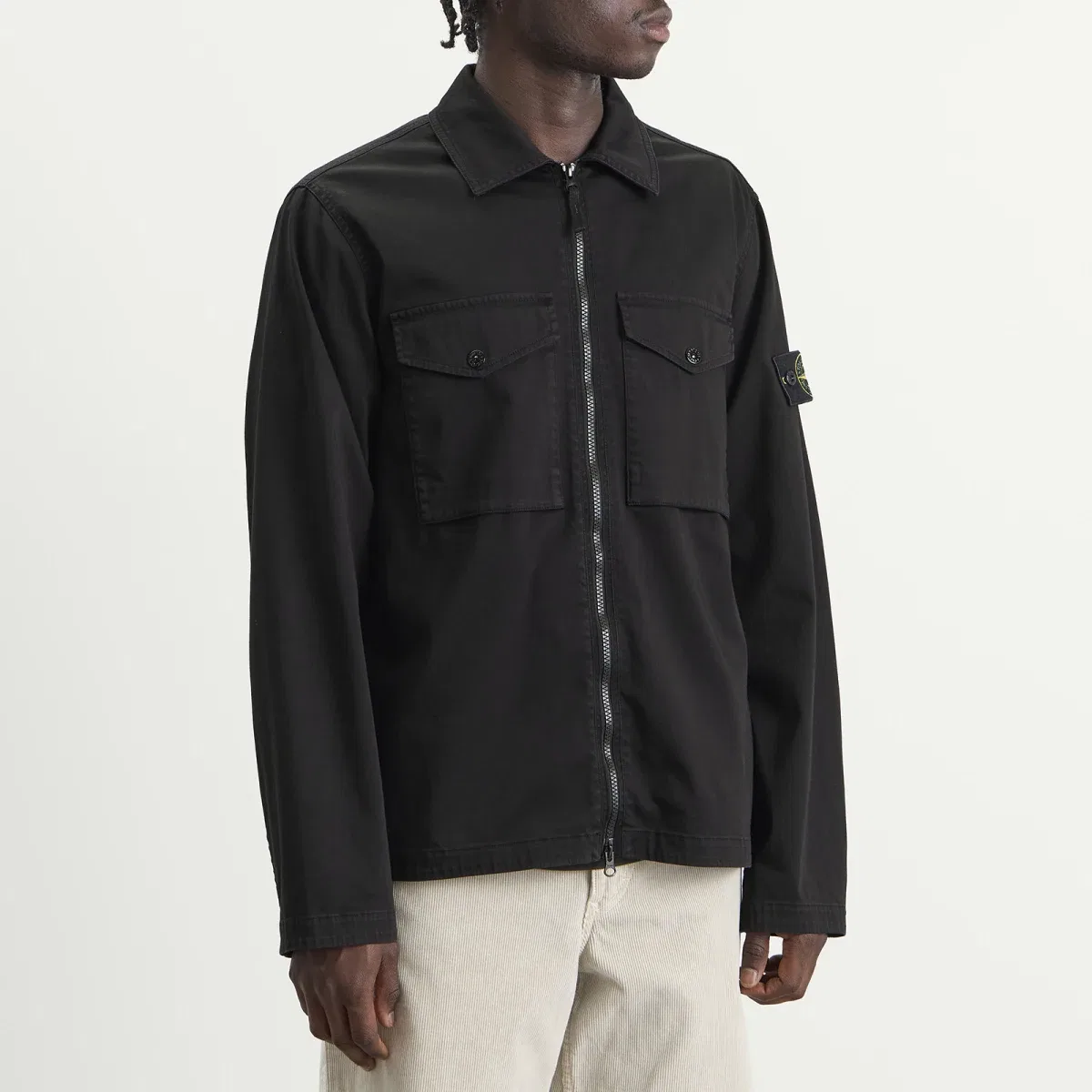 Куртка-рубашка из органического хлопка с воротником и карманом Stone Island, Black — фото 2