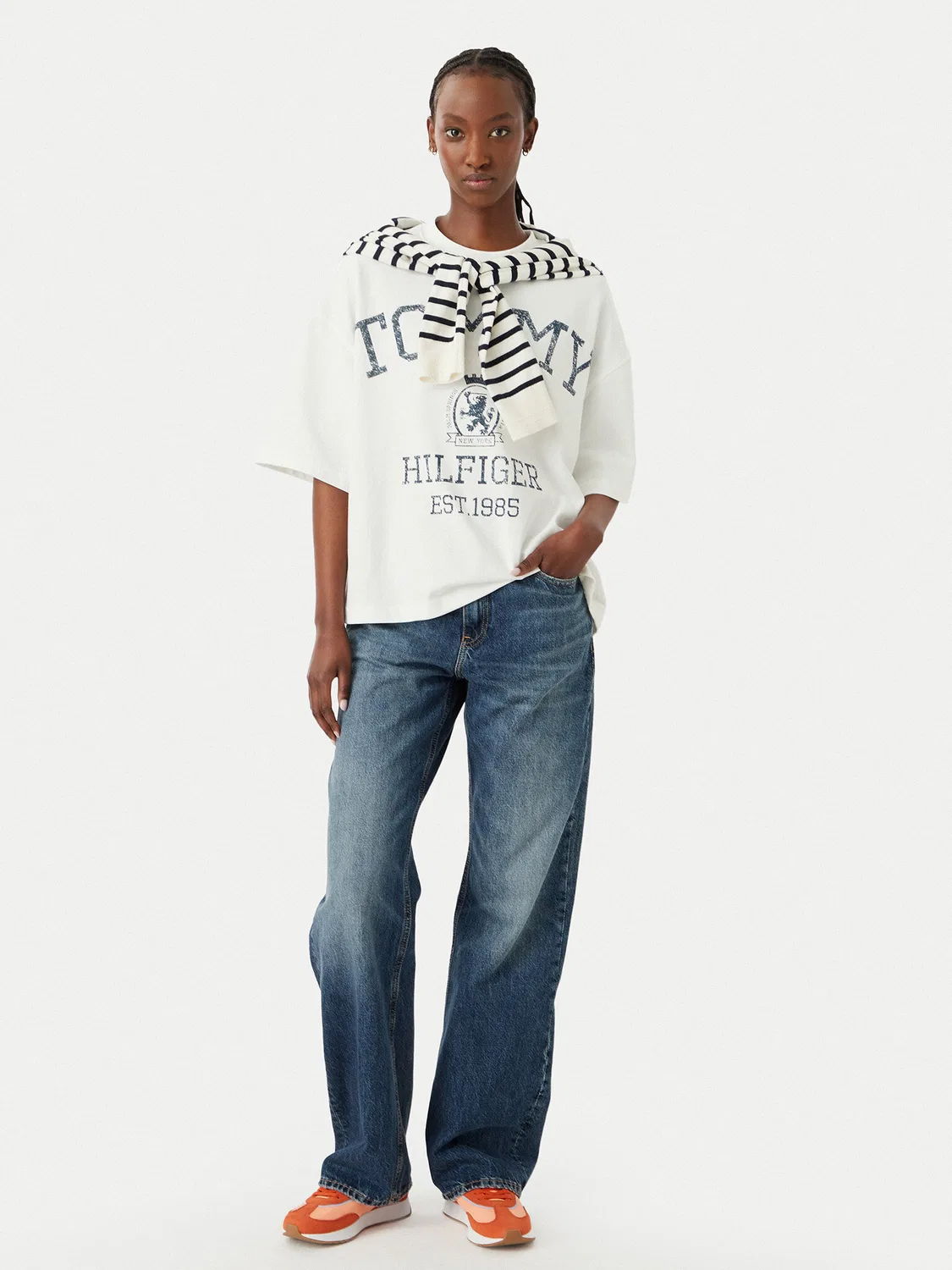 Женская футболка свободного кроя Varsity Tommy Hilfiger, кремовый — фото 2