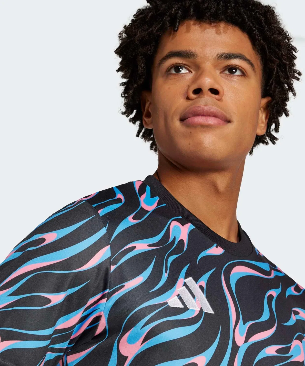 Мужская футболка-поло с принтом Adidas, Черный — фото 3