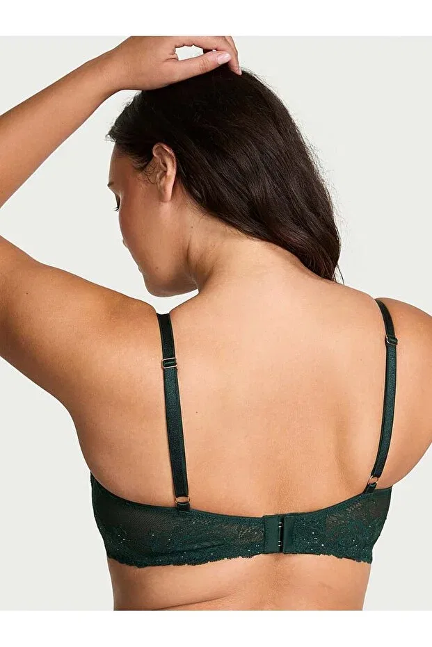 Женский кружевной бюстгальтер-балконет Victoria'S Secret, Dark Green — фото 2